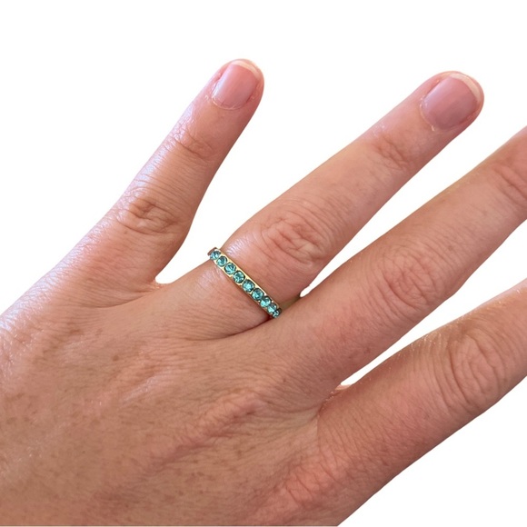 Aquamarine Blue Gemstones Gold March Birthstone Ring - Picture 2 of 8